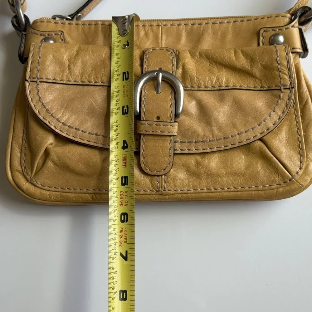 FOSSIL Leather/Canvas Mustard Crossbody Bag
